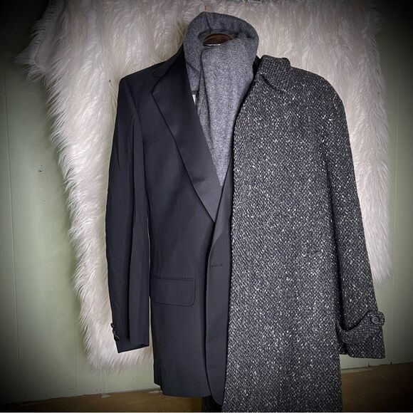 Burberrys Mens Blazer Jacket Black Wool One Button Tuxedo Wedding Sport Coat 44L - Picture 2 of 13